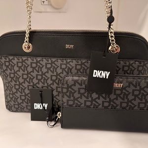 DKNY fashionable handbag and zip-around beautiful wallet (new with tags)